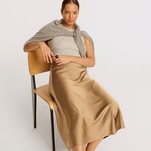 J Crew Gwyneth Slip Skirt In Camel